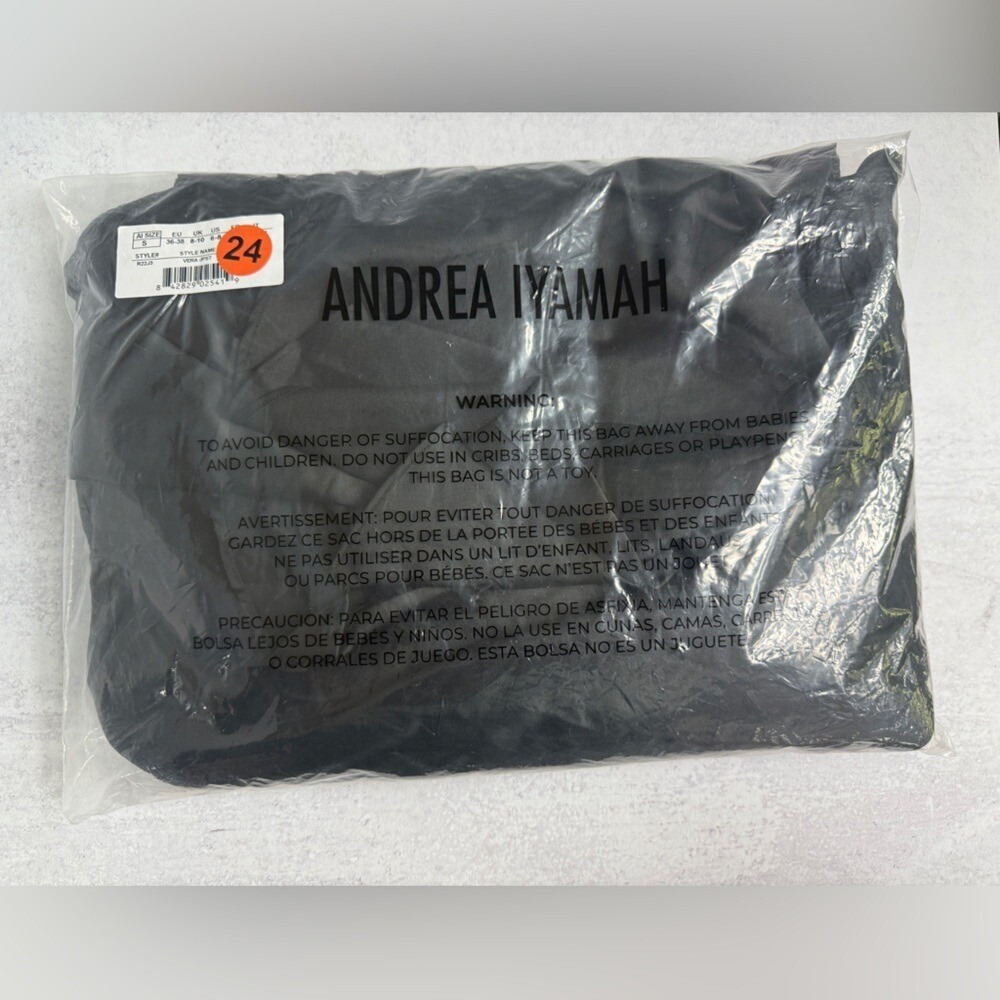 Andrea Iyamah Jumpsuit Black Wide Leg Ruffle Trim Size Small - Picture 10 of 11